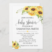 Sonnenblumen Blumen romantische boho schicke Babyd Einladung (Vorne/Hinten)