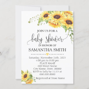 Sonnenblumen Blumen romantische boho schicke Babyd Einladung