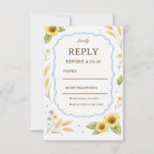Sonnenblumen-Blumen-Rustikales-Design RSVP Karte (Vorderseite)