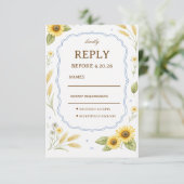 Sonnenblumen-Blumen-Rustikales-Design RSVP Karte (Stehend Vorderseite)