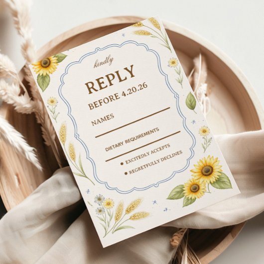 Sonnenblumen-Blumen-Rustikales-Design RSVP Karte