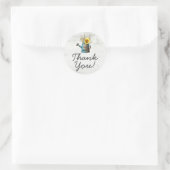 Sonnenblumen Blumen & Rustikales Holz Vintage Dank Runder Aufkleber (Tasche)