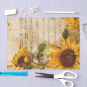 Sonnenblumen Blumen Vintages Musikblatt Ephemera Seidenpapier (Handwerk)