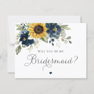 Sonnenblumen Blumenblau wirst du meine Brautjungfr Einladung
