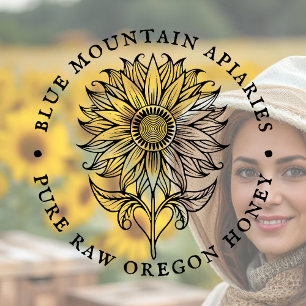 Sonnenblumen Blumendesign Bienenhalter Logo Gummistempel