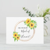 Sonnenblumen Blumengelb wird Trauzeugin sein Einladung (Stehend Vorderseite)
