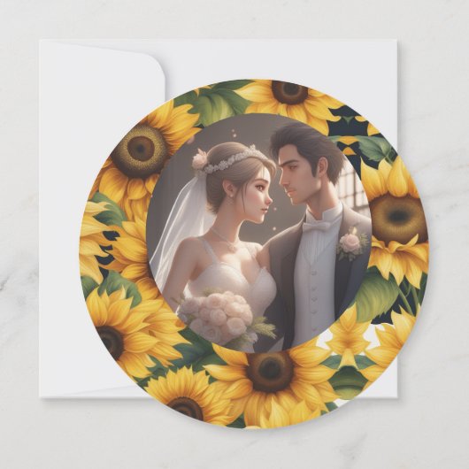 Sonnenblumen Blumenhochzeit Einladung (Rückseite)