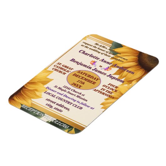 Sonnenblumen Blumenhochzeit Magnet (Linke Seite)