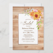 Sonnenblumen Blumenholz Brautparty Einladung (Vorderseite)