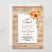 Sonnenblumen-Blumenholz-Engagement Partei Einladung (Vorderseite)