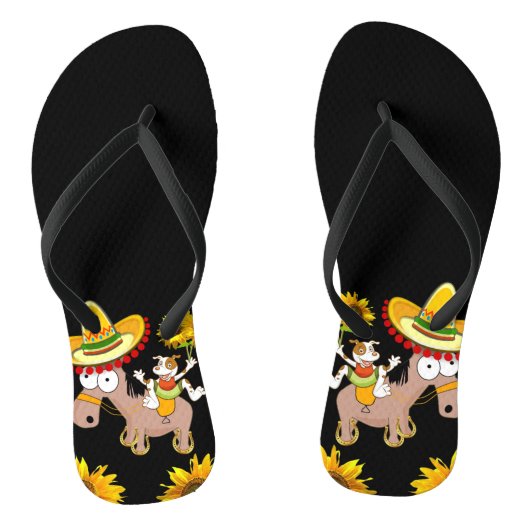 Sonnenblumen Blumenhorn Flip Flops Badesandalen (Fußbett)