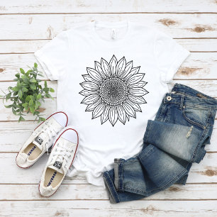 Sonnenblumen-Blumenillustration Line Art  T-Shirt