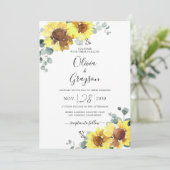 Sonnenblumen Blumenkode-UAWG Einladung (Stehend Vorderseite)