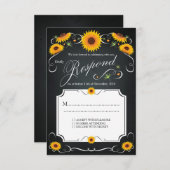 Sonnenblumen Blumenkohl-Halbpension UAWG Hochzeit RSVP Karte (Vorne/Hinten)