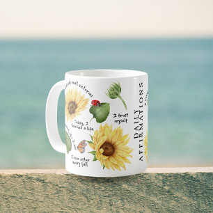 Sonnenblumen Blumenkunst, positive Affirmative Sel Kaffeetasse