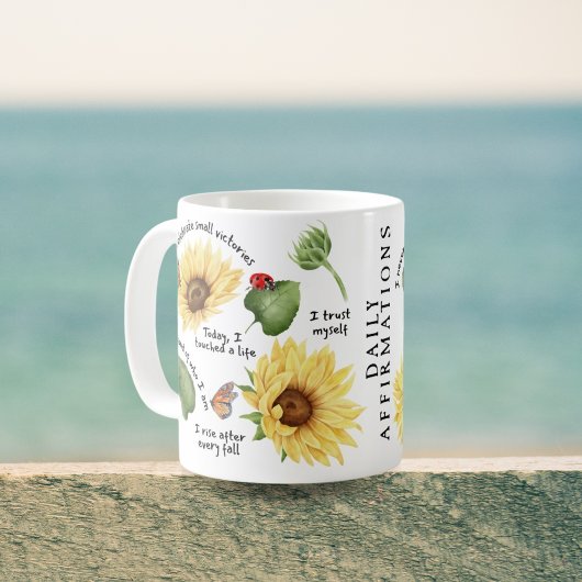 Sonnenblumen Blumenkunst, positive Affirmative Sel Kaffeetasse