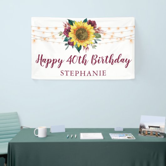 Sonnenblumen Blumenlampen 40. Geburtstag Party Banner (Messeveranstaltung)
