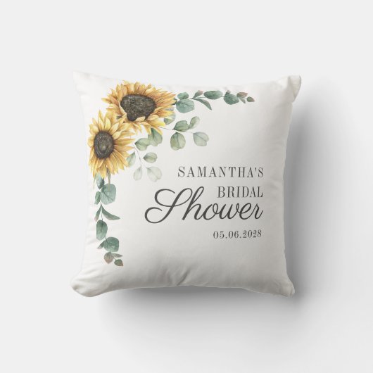Sonnenblumen-Blumenschrift Brautdusche Kissen (Vorderseite)