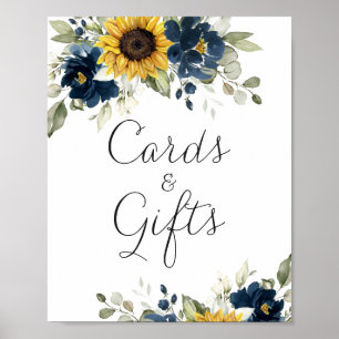 Sonnenblumen Blumenstrauß Blue Wedding Card Gesche Poster