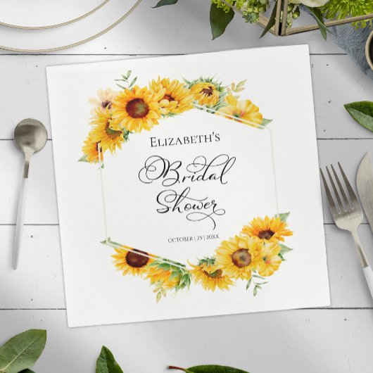 Sonnenblumen Blumenstrauß Fall Brautparty Napkins Serviette