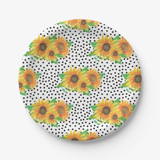 Sonnenblumen Blumenwall Decks Pappteller (Vorderseite)