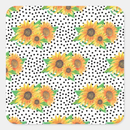 Sonnenblumen Blumenwall Decks Quadratischer Aufkleber (Vorderseite)