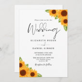 Sonnenblumen Blumenzellenschrift QR Code Hochzeit Einladung (Vorne/Hinten)