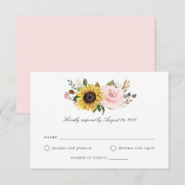 Sonnenblumen Blush Blumengrün Hochzeitskarte RSVP Einladung