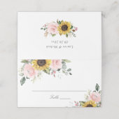Sonnenblumen Blush Pink Blumenblume Hochzeit Platz Platzkarte (Außenseite Aufgefaltet)