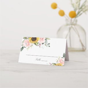 Sonnenblumen Blush Pink Blumenblume Hochzeit Platz Platzkarte