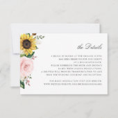 Sonnenblumen Blush Pink Blumenzwiebelkarte Details Einladung (Vorderseite)