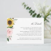 Sonnenblumen Blush Pink Blumenzwiebelkarte Details Einladung (Stehend Vorderseite)