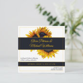 Sonnenblumen Blüte | Moderne Hochzeiten von Gold u Einladung (Stehend Vorderseite)