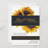 Sonnenblumen Blüte | Moderne Hochzeiten von Gold u Einladung (Vorderseite)