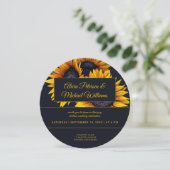 Sonnenblumen Blüte | Moderne Hochzeiten von Gold u Einladung (Stehend Vorderseite)