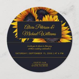 Sonnenblumen Blüte Moderne Hochzeiten von Gold u Einladung