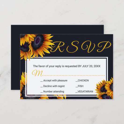 Sonnenblumen Blüte | Sommerhochzeiten RSVP Karte (Vorne/Hinten)