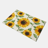 Sonnenblumen-Blüten-Nahtloses Muster Hellgelb Fußmatte (Schrägansicht)