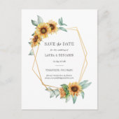 Sonnenblumen Blütengoldeffekt Geometrische rustika Ankündigungspostkarte (Vorderseite)