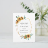 Sonnenblumen Blütengoldeffekt Geometrische rustika Ankündigungspostkarte (Stehend Vorderseite)
