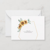 Sonnenblumen Blütengoldeffekt Geometrischer Rahmen Mitteilungskarte (Rückseite)
