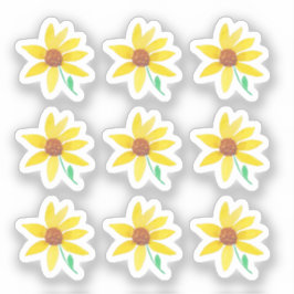 Sonnenblumen Blütenhandgemalt Wasserfarbe Aufkleber