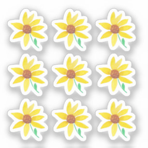 Sonnenblumen Blütenhandgemalt Wasserfarbe Aufkleber