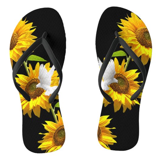 Sonnenblumen Blütentaube Flip Flops Badesandalen (Fußbett)