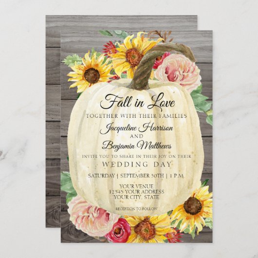 Sonnenblumen Blütenweißpumpen Einladung (Vorne/Hinten)