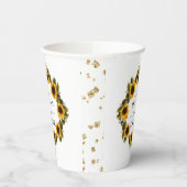 Sonnenblumen Boho Elegantes Brautparty Papiersorte Pappbecher (Links)