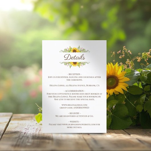 Sonnenblumen Boho Floral Wedding Card Begleitkarte