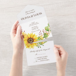Sonnenblumen Boho Hochzeit All In One Einladung