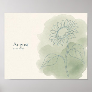 Sonnenblumen-Botanik-Kunstprint August-Blume Poster