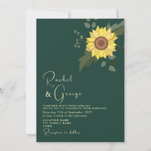 Sonnenblumen Botanisch Smaragdgrüne Hochzeit Einladung